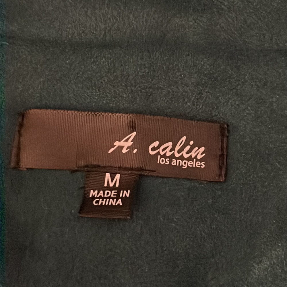 A. calin Teal Faux Suede Belted Moto Style Jacket Size Medium - Picture 7 of 9
